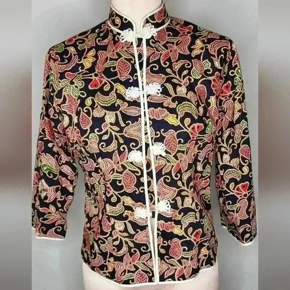 Vintage Merlion 100% Batik Top Womens Size Large - Picture 1 of 9